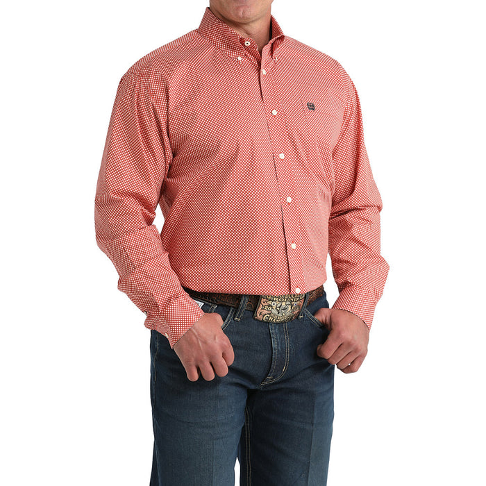 Cinch Men's Red Print Long Sleeve Shirt