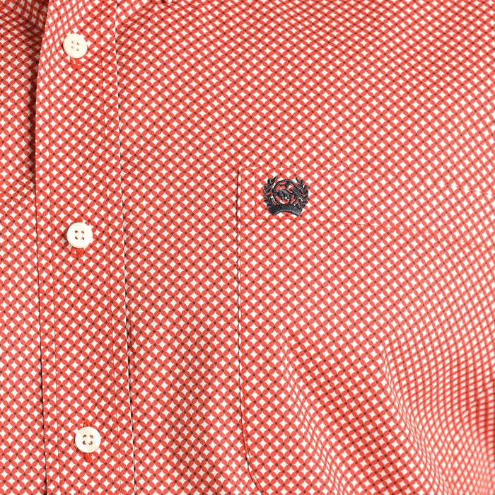 Cinch Men's Red Print Long Sleeve Shirt