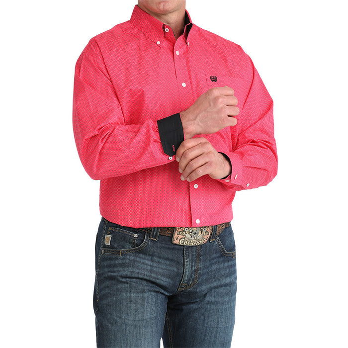 Cinch Men's Pink with Dot Print Shirt