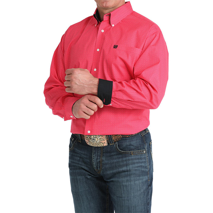 Cinch Men's Pink with Dot Print Shirt