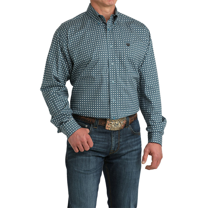 Cinch Men's Blue Floral Print Shirt