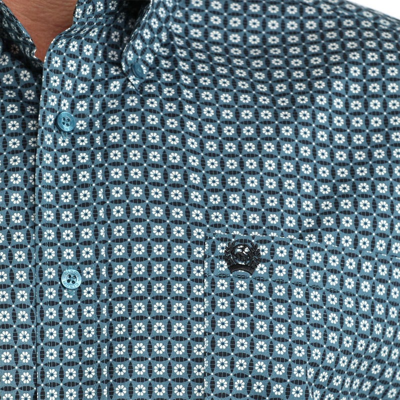 Cinch Men's Blue Floral Print Shirt