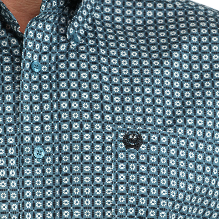 Cinch Men's Blue Floral Print Shirt