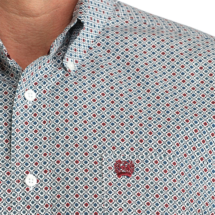 Cinch Men's White Multi Color Print Shirt