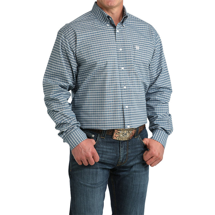 Cinch Men's Blue Plaid Long Sleeve Shirt