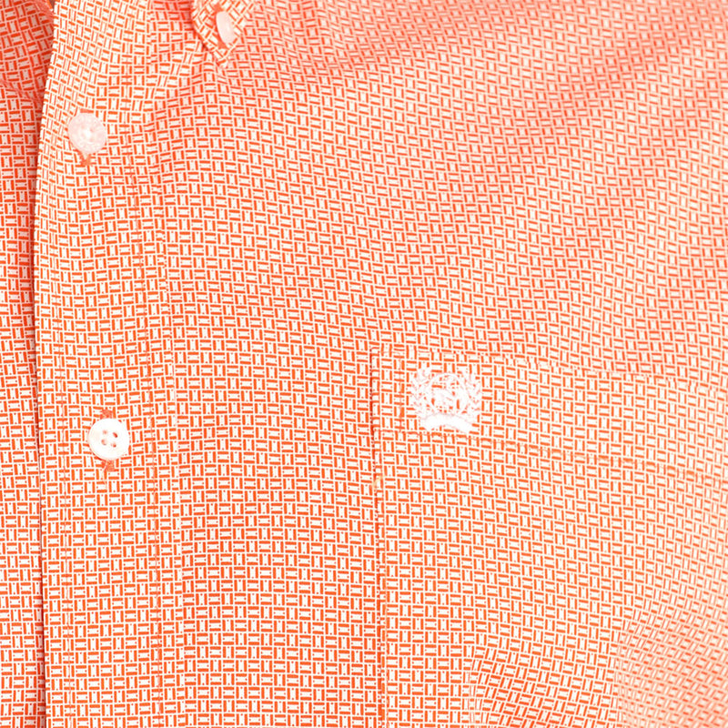 Cinch Men's White Orange Geo Print Shirt