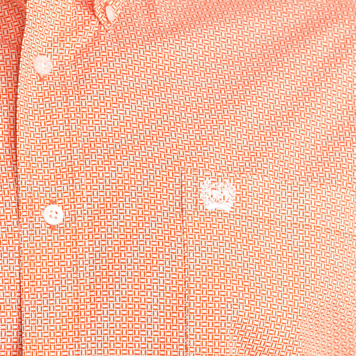 Cinch Men's White Orange Geo Print Shirt