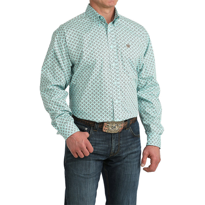 Cinch Men's Blue Geometric Diamond Print