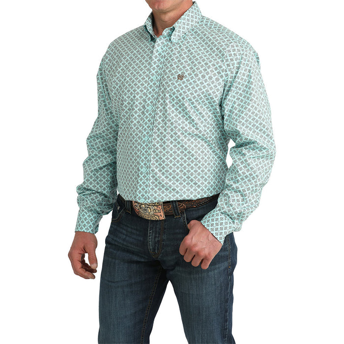 Cinch Men's Blue Geometric Diamond Print