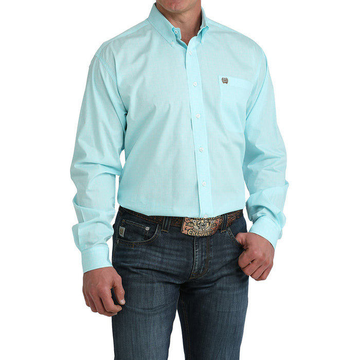 Cinch Men's Blue Square Long Sleeve Shirt