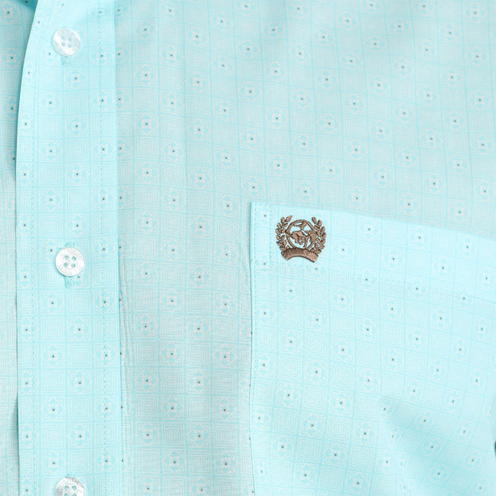 Cinch Men's Blue Square Long Sleeve Shirt