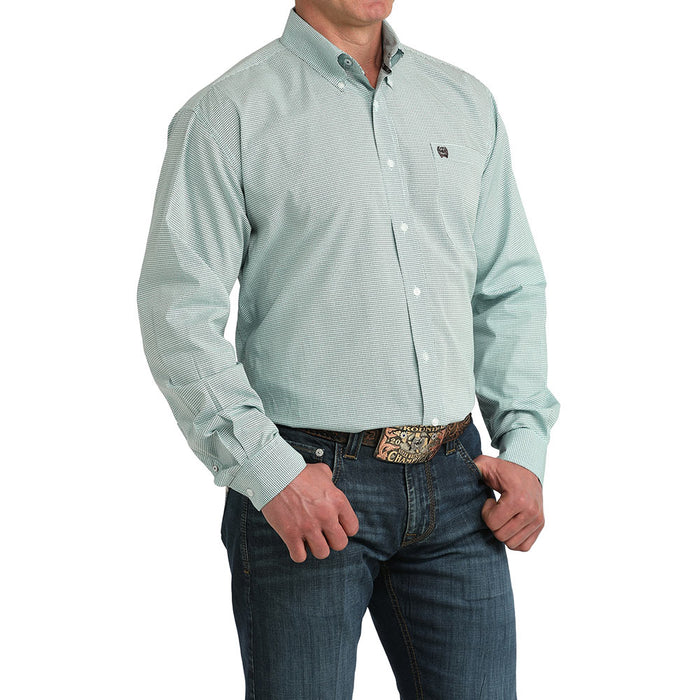 Cinch Men's Blue Small Print Long Sleeve Shirt