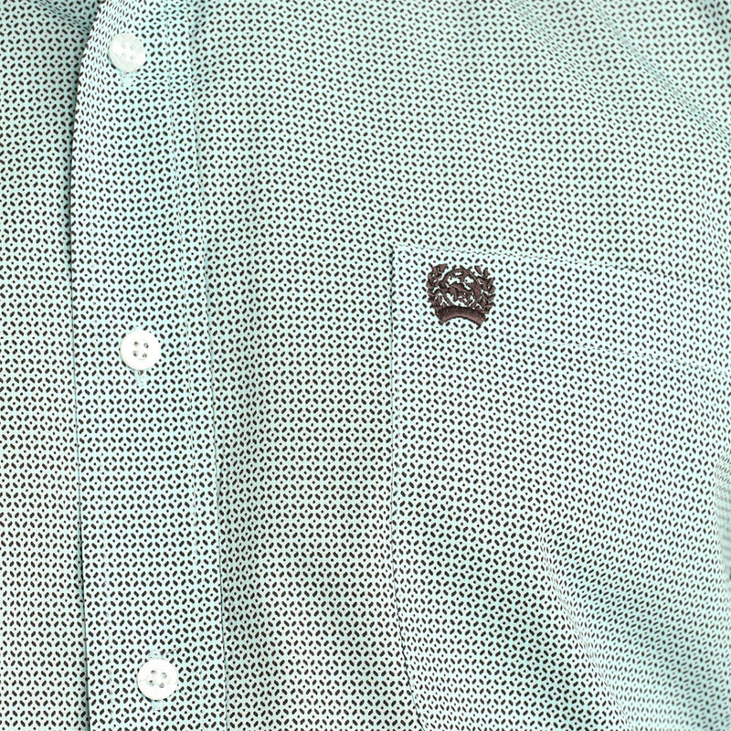 Cinch Men's Blue Small Print Long Sleeve Shirt