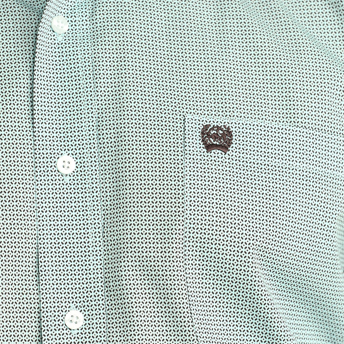 Cinch Men's Blue Small Print Long Sleeve Shirt