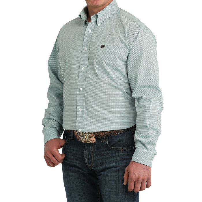 Cinch Men's Blue Small Print Long Sleeve Shirt