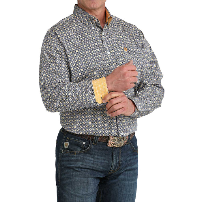 Cinch Men's Royal Square Gold Print Shirt