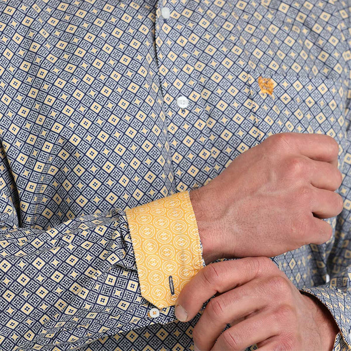 Cinch Men's Royal Square Gold Print Shirt