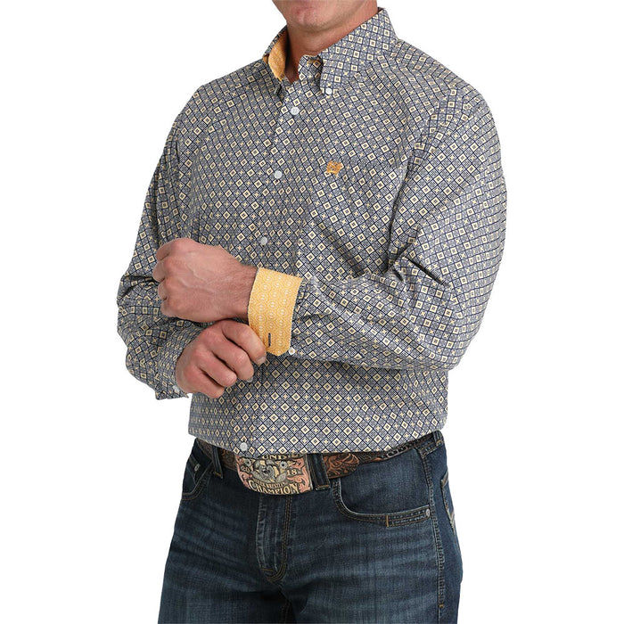 Cinch Men's Royal Square Gold Print Shirt