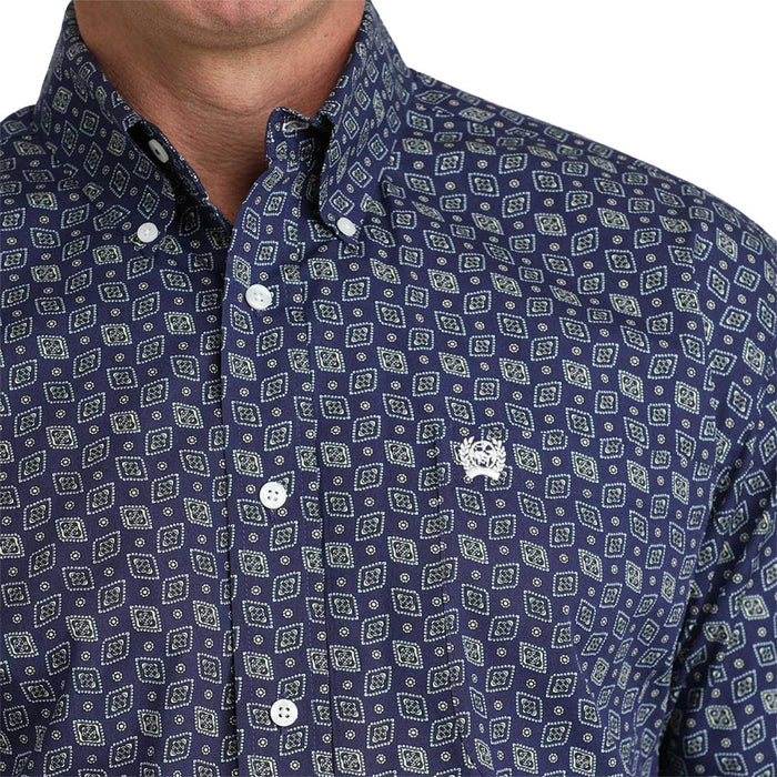 Cinch Men's Royal Geo Print Long Sleeve Shirt