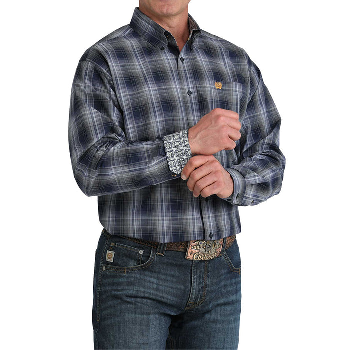 Cinch Men's Navy Plaid Print Shirt