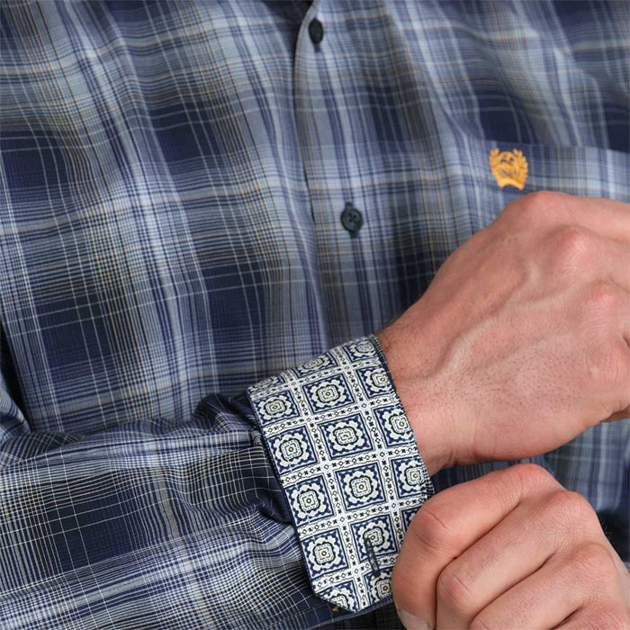 Cinch Men's Navy Plaid Print Shirt