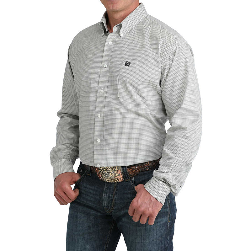 Cinch Men's White Small Check Shirt