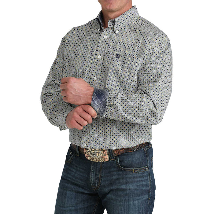 Cinch Men's Circle Geo Print Long Sleeve Shirt