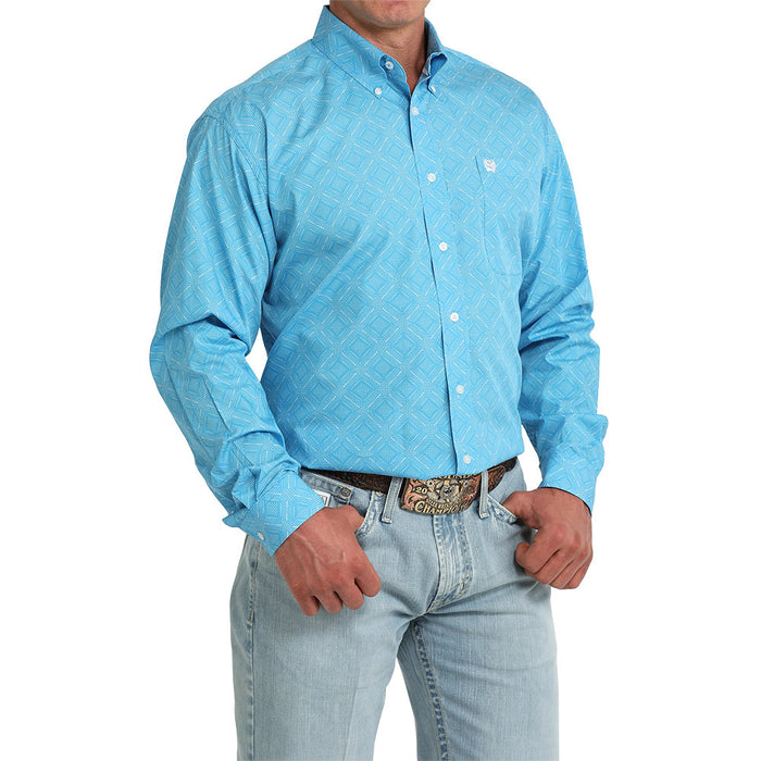 Cinch Men's Blue Printed Long Sleeve Shirt