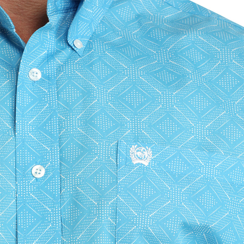 Cinch Men's Blue Printed Long Sleeve Shirt