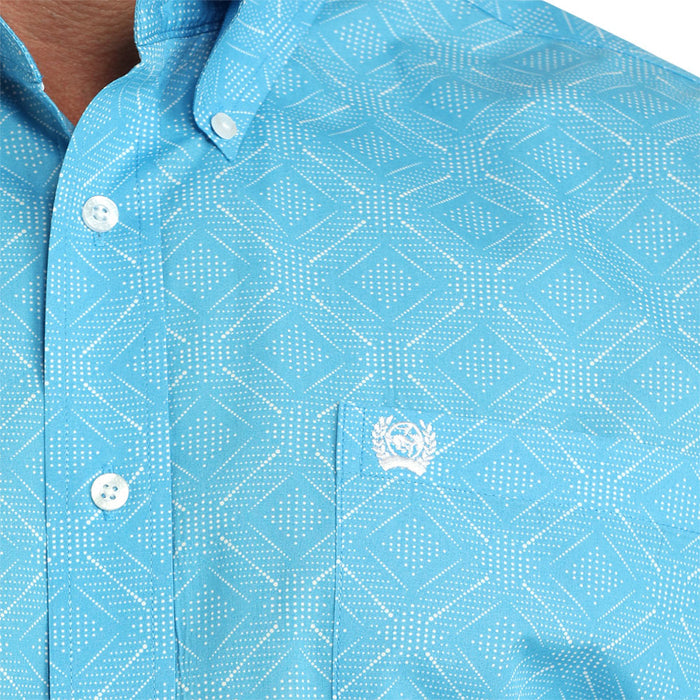 Cinch Men's Blue Printed Long Sleeve Shirt