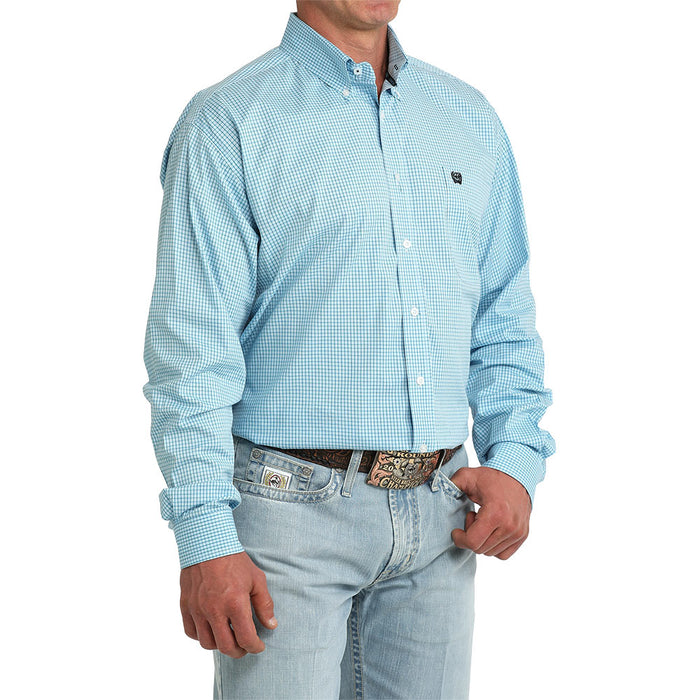 Cinch Men's Blue Plaid Print Long Sleeve Shirt