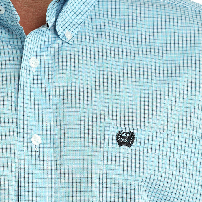 Cinch Men's Blue Plaid Print Long Sleeve Shirt