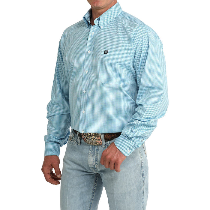 Cinch Men's Blue Plaid Print Long Sleeve Shirt
