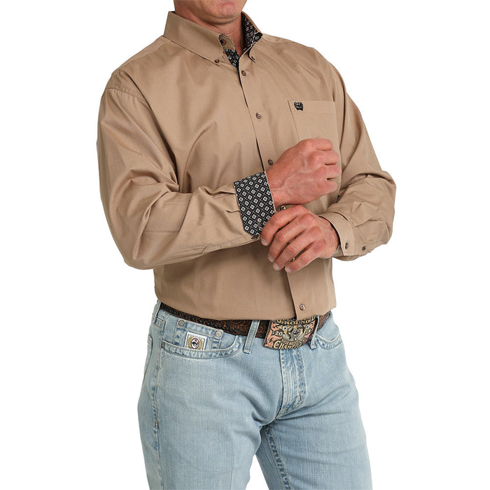 Cinch Men's Khaki Solid Long Sleeve Shirt