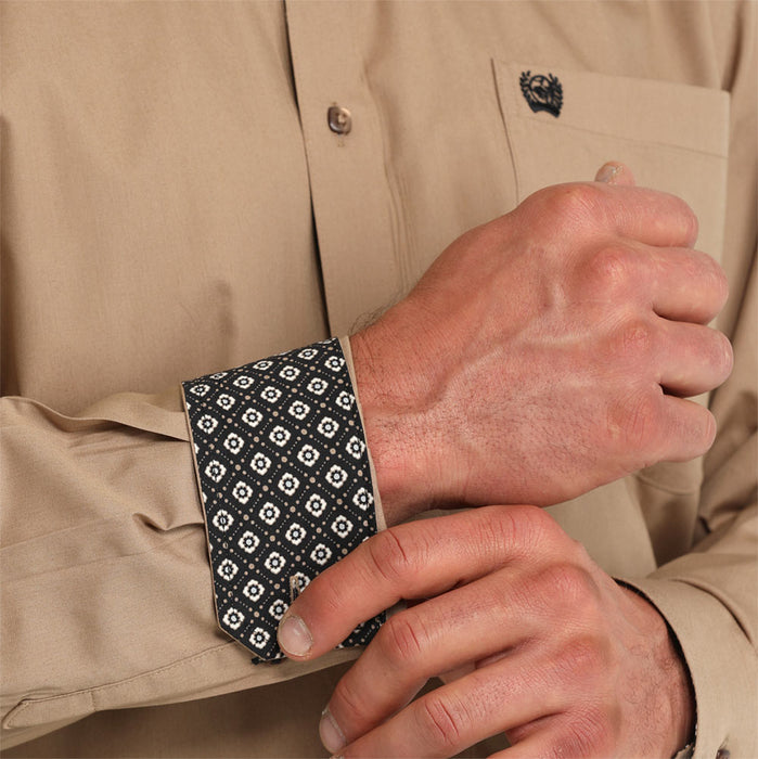 Cinch Men's Khaki Solid Long Sleeve Shirt
