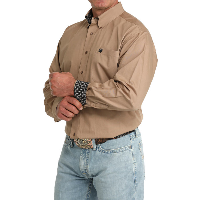 Cinch Men's Khaki Solid Long Sleeve Shirt