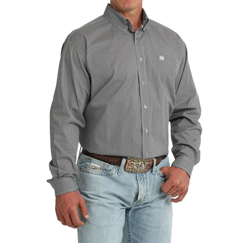 Cinch Men's Grey Print Long Sleeve Shirt
