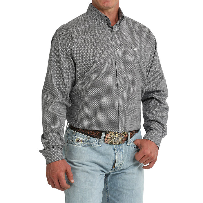 Cinch Men's Grey Print Long Sleeve Shirt