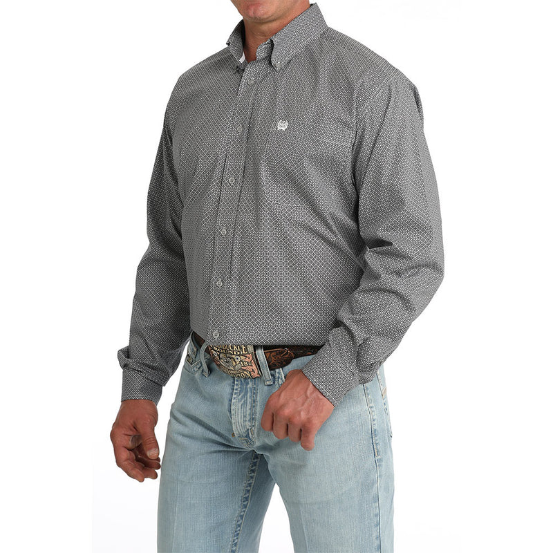 Cinch Men's Grey Print Long Sleeve Shirt
