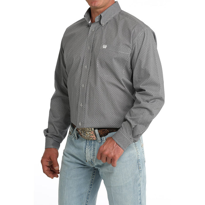 Cinch Men's Grey Print Long Sleeve Shirt