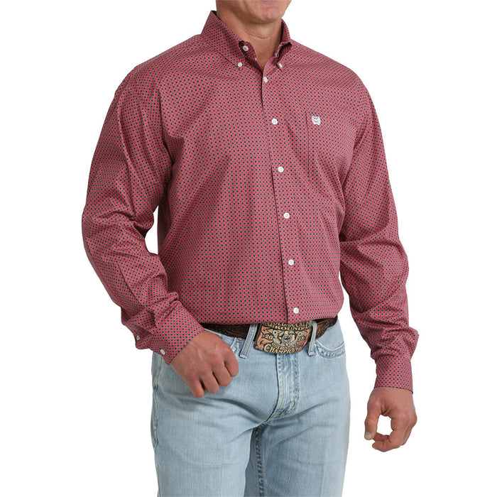 Cinch Men's Pink Floral Long Sleeve Shirt