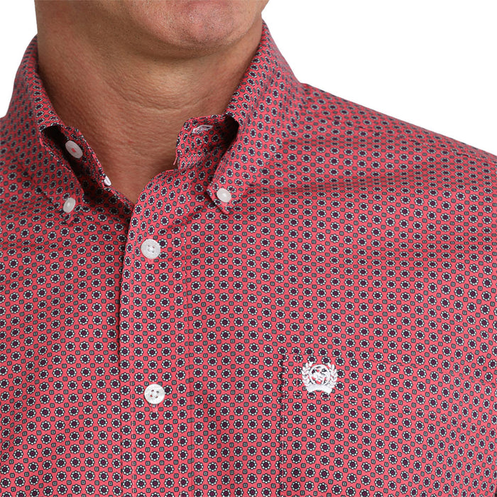 Cinch Men's Pink Floral Long Sleeve Shirt