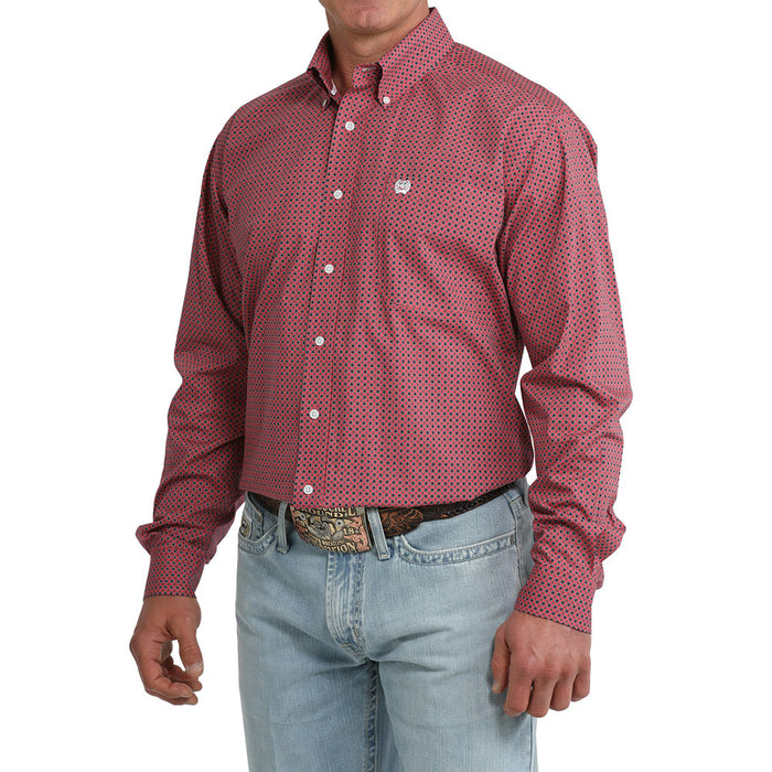 Cinch Men's Pink Floral Long Sleeve Shirt