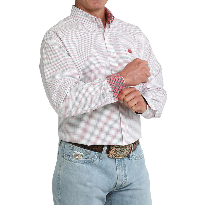 Cinch Men's White Plaid Long Sleeve Shirt