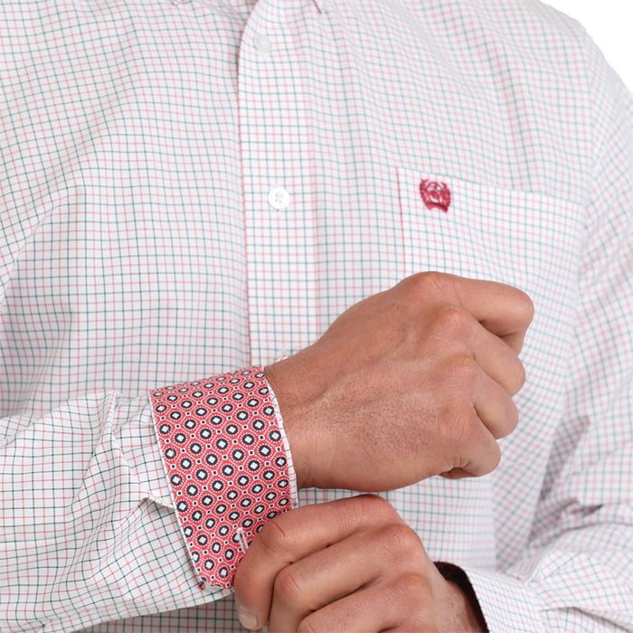 Cinch Men's White Plaid Long Sleeve Shirt