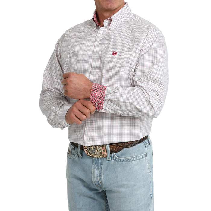 Cinch Men's White Plaid Long Sleeve Shirt