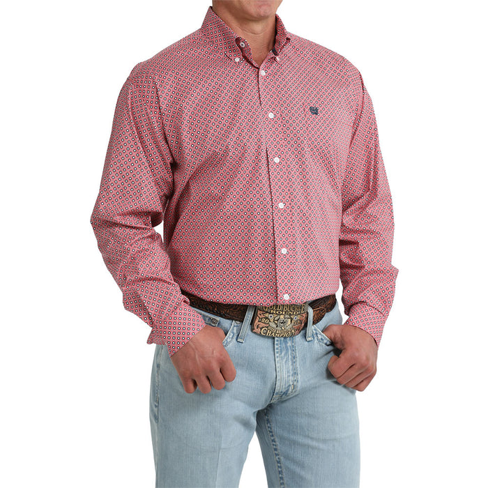 Cinch Men's Pink Printed Long Sleeve Shirt