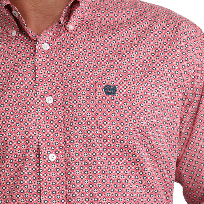Cinch Men's Pink Printed Long Sleeve Shirt