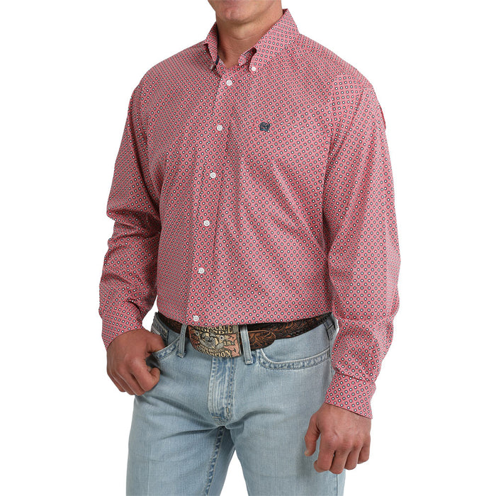 Cinch Men's Pink Printed Long Sleeve Shirt