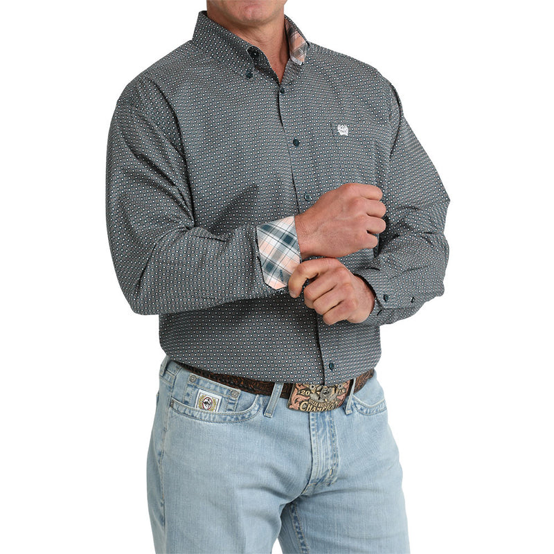Cinch Men's Teal Print Long Sleeve Shirt